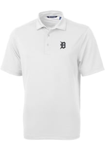 Cutter and Buck Detroit Tigers Mens White Virtue Eco Pique Short Sleeve Polo