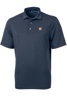Cutter and Buck Houston Astros Mens Navy Blue Virtue Eco Pique Short Sleeve Polo