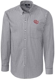 Cutter and Buck Oklahoma Sooners Mens Charcoal Easy Care Stretch Vault Big and Tall Dress Shirt