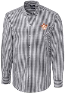 Cutter and Buck Texas Longhorns Mens Charcoal Easy Care Stretch Vault Big and Tall Dress Shirt