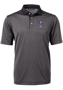Cutter and Buck K-State Wildcats Black Vault Virtue Eco Pique Micro Stripe Big and Tall Polo