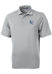 Cutter and Buck Kansas City Royals Mens Grey Virtue Eco Pique Short Sleeve Polo