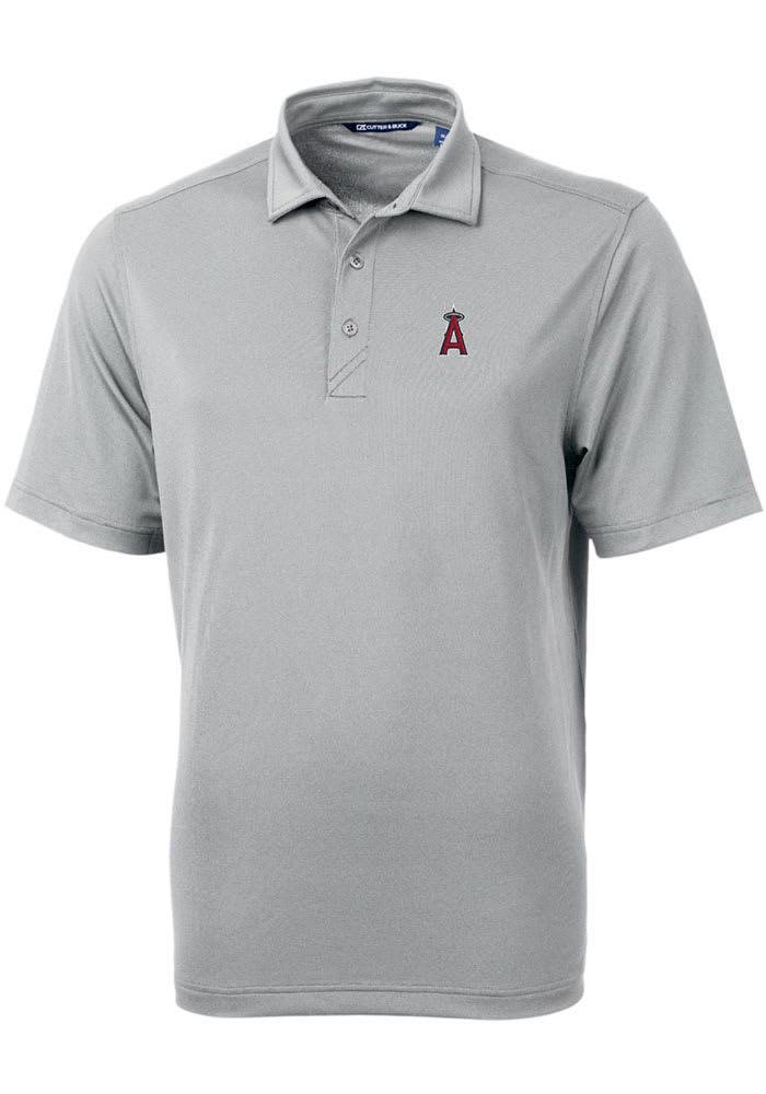 Cutter and Buck Los Angeles Angels Mens Grey Virtue Eco Pique Short Sleeve Polo