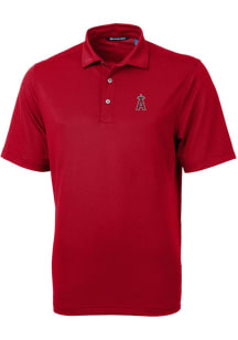 Cutter and Buck Los Angeles Angels Mens Red Virtue Eco Pique Short Sleeve Polo