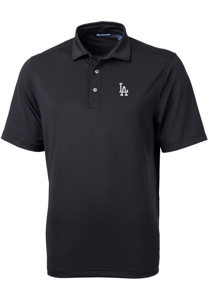 Cutter and Buck Los Angeles Dodgers Mens Black Virtue Eco Pique Short Sleeve Polo