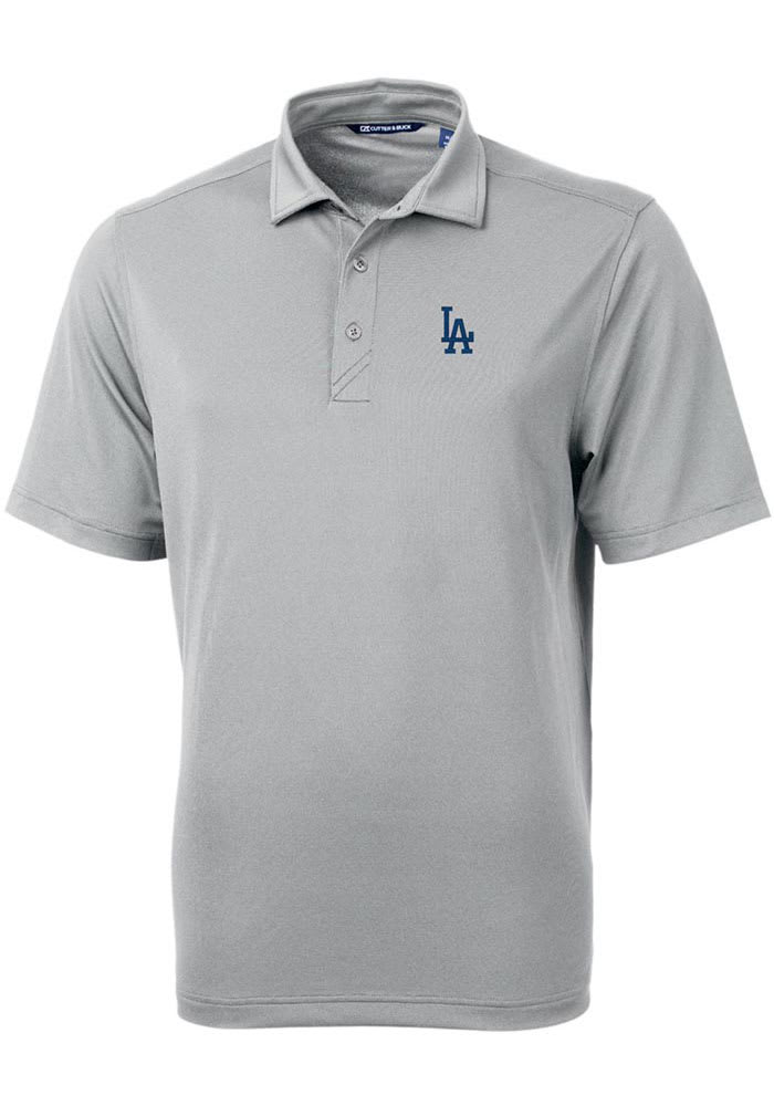 Cutter and Buck Los Angeles Dodgers Mens Grey Virtue Eco Pique Short Sleeve Polo