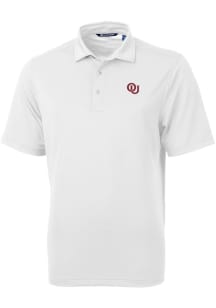 Cutter and Buck Oklahoma Sooners White Virtue Eco Pique Vault Big and Tall Polo