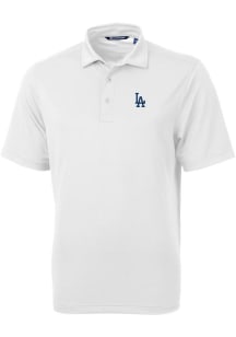 Cutter and Buck Los Angeles Dodgers Mens White Virtue Eco Pique Short Sleeve Polo
