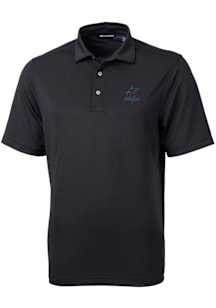Cutter and Buck Miami Marlins Mens Black Virtue Eco Pique Short Sleeve Polo
