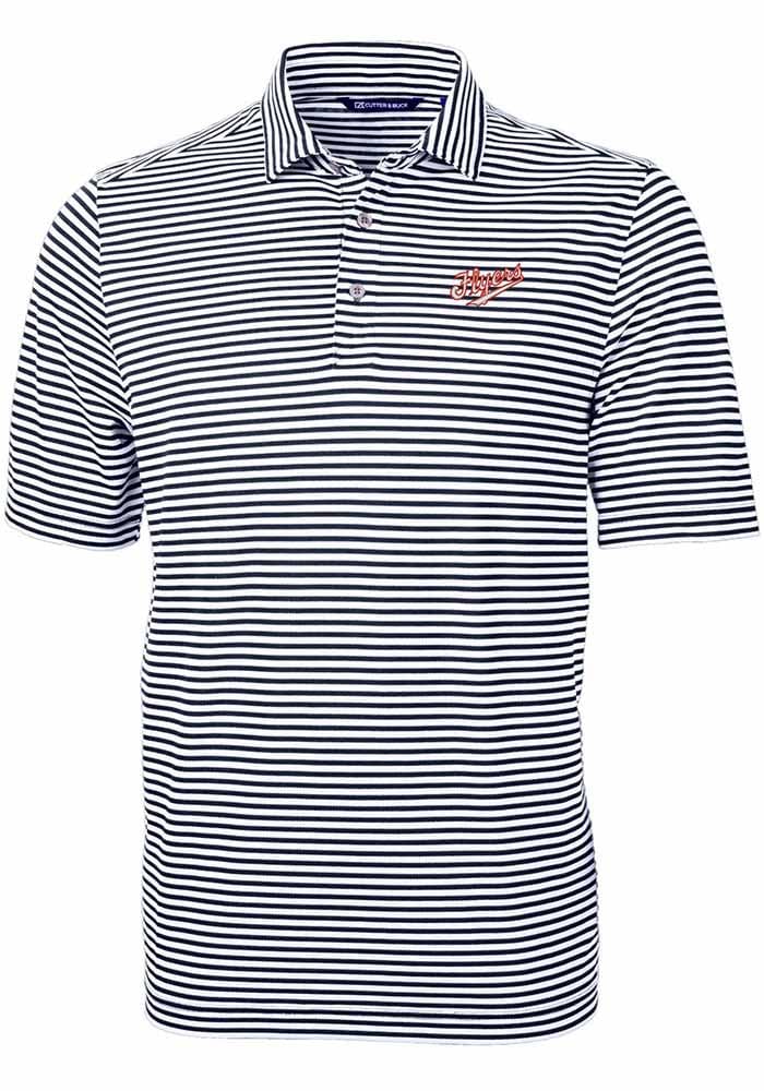 Cutter and Buck Dayton Flyers Navy Blue Vault Virtue Eco Pique Stripe Big Tall Polo