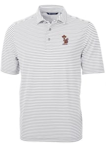 Minnesota Golden Gophers Grey Cutter and Buck Vault Virtue Eco Pique Stripe Big and Tall Polo