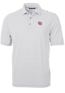 Cutter and Buck Oklahoma Sooners Grey Virtue Eco Pique Vault Big and Tall Polo