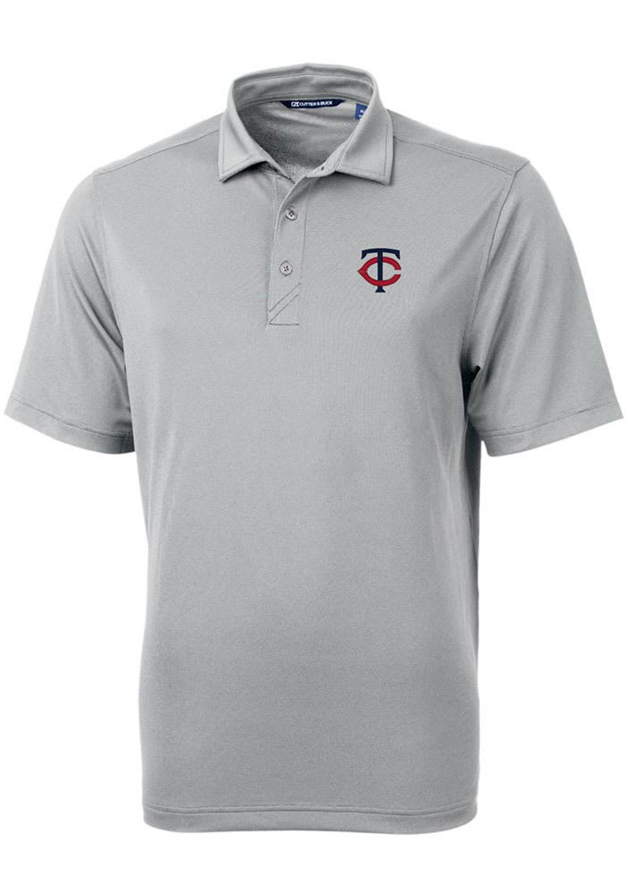 Cutter and Buck Minnesota Twins Mens Grey Virtue Eco Pique Short Sleeve Polo