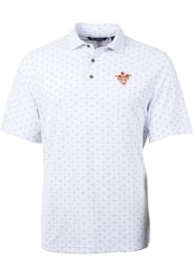 Cutter and Buck Texas Longhorns White Virtue Eco Pique Vault Big and Tall Polo