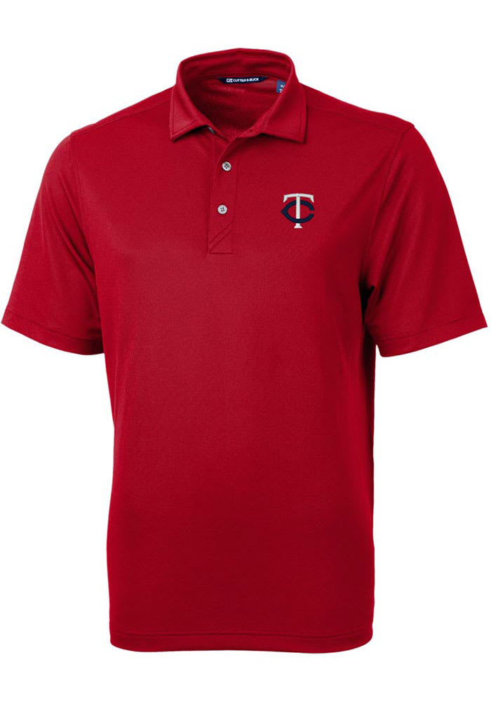 Cutter and Buck Minnesota Twins Mens Red Virtue Eco Pique Short Sleeve Polo