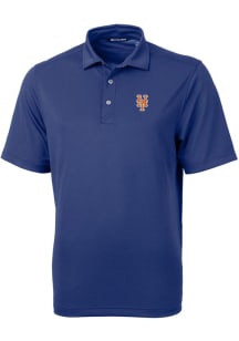 Cutter and Buck New York Mets Mens Blue Virtue Eco Pique Short Sleeve Polo