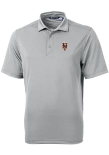 Cutter and Buck New York Mets Mens Grey Virtue Eco Pique Short Sleeve Polo