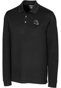 Cutter and Buck Baltimore Ravens Black Helmet Advantage Pique Long Sleeve Big and Tall Polo