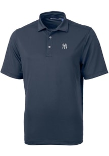 Cutter and Buck New York Yankees Mens Navy Blue Virtue Eco Pique Short Sleeve Polo