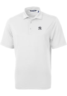 Cutter and Buck New York Yankees Mens White Virtue Eco Pique Short Sleeve Polo