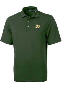 Cutter and Buck Oakland Athletics Mens Green Virtue Eco Pique Short Sleeve Polo
