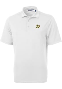 Cutter and Buck Oakland Athletics Mens White Virtue Eco Pique Short Sleeve Polo
