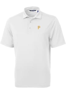 Cutter and Buck Pittsburgh Pirates Mens White Virtue Eco Pique Short Sleeve Polo