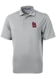 Cutter and Buck St Louis Cardinals Mens Grey Virtue Eco Pique Short Sleeve Polo