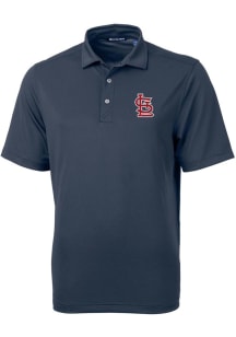 Cutter and Buck St Louis Cardinals Mens Navy Blue Virtue Eco Pique Short Sleeve Polo