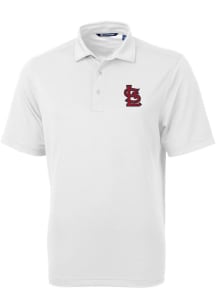 Cutter and Buck St Louis Cardinals Mens White Virtue Eco Pique Short Sleeve Polo