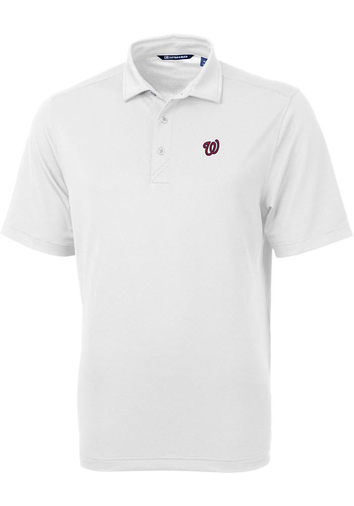 Cutter and Buck Washington Nationals Mens White Virtue Eco Pique Short Sleeve Polo