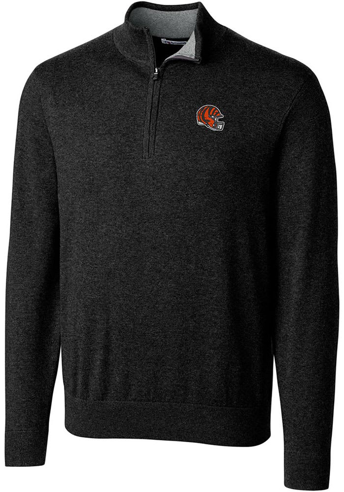 Cutter and Buck Cincinnati Bengals Mens Black Helmet Lakemont Big Tall 1/4 Zip Pullover