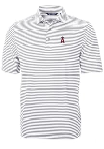 Cutter and Buck Los Angeles Angels Mens Grey Virtue Eco Pique Stripe Short Sleeve Polo