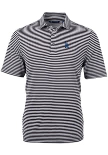 Cutter and Buck Los Angeles Dodgers Mens Black Virtue Eco Pique Stripe Short Sleeve Polo