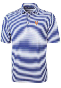 Cutter and Buck New York Mets Mens Blue Virtue Eco Pique Stripe Short Sleeve Polo