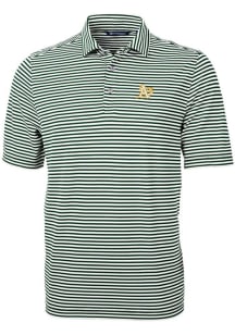 Cutter and Buck Oakland Athletics Mens Green Virtue Eco Pique Stripe Short Sleeve Polo