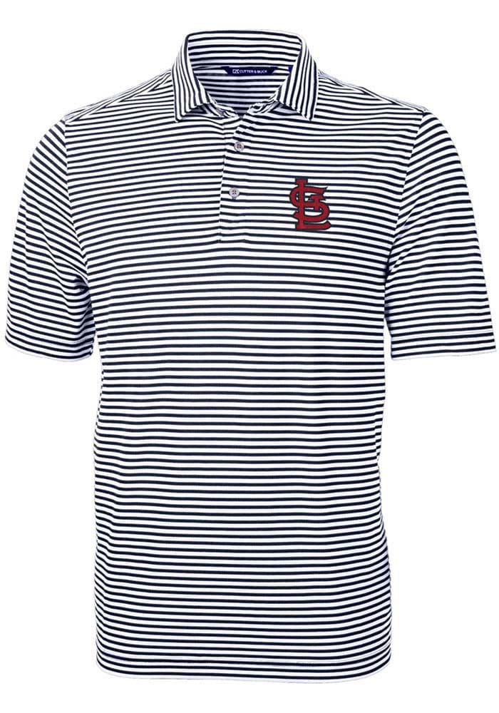 Men's Cutter & Buck Gray St. Louis Cardinals Forge Tonal Stripe Stretch Polo Size: Small