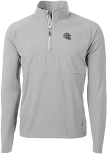 Cutter and Buck New England Patriots Mens Grey Helmet Adapt Eco Hybrid Long Sleeve Qtr Zip Pullove..