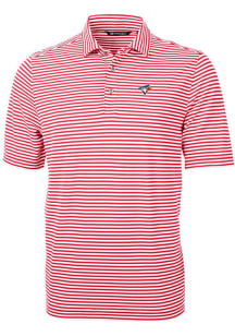 Cutter and Buck Toronto Blue Jays Mens Red Virtue Eco Pique Stripe Short Sleeve Polo