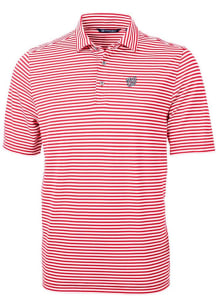 Cutter and Buck Washington Nationals Mens Red Virtue Eco Pique Stripe Short Sleeve Polo