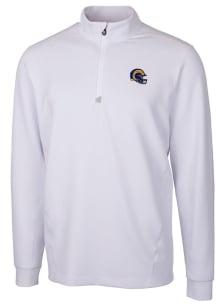Cutter and Buck Los Angeles Rams Mens White Helmet Traverse Long Sleeve 1/4 Zip Pullover