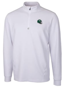 Cutter and Buck New York Jets Mens White Traverse Long Sleeve 1/4 Zip Pullover