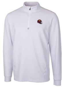 Cutter and Buck Washington Commanders Mens White Traverse Long Sleeve 1/4 Zip Pullover
