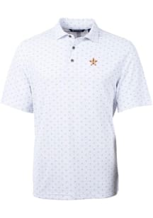 Cutter and Buck Houston Astros Mens White Virtue Eco Pique Tile Short Sleeve Polo
