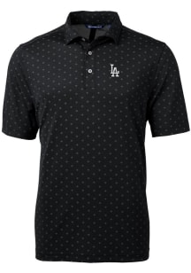 Cutter and Buck Los Angeles Dodgers Mens Black Virtue Eco Pique Tile Short Sleeve Polo
