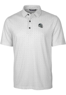 Cutter and Buck Carolina Panthers Mens Charcoal Helmet Pike Double Dot Short Sleeve Polo