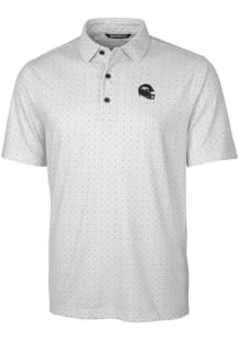 Cutter and Buck Denver Broncos Mens Charcoal Helmet Pike Double Dot Short Sleeve Polo
