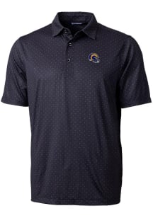 Cutter and Buck Los Angeles Rams Mens Black Helmet Pike Double Dot Short Sleeve Polo