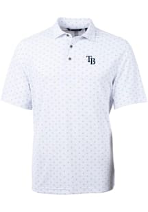 Cutter and Buck Tampa Bay Rays Mens White Virtue Eco Pique Tile Short Sleeve Polo
