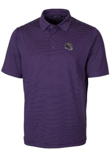 Cutter and Buck Baltimore Ravens Mens Purple Helmet Forge Pencil Stripe Short Sleeve Polo